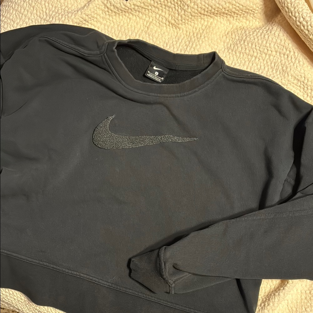 Nike Black Crewneck Sweater Tonal Swoosh